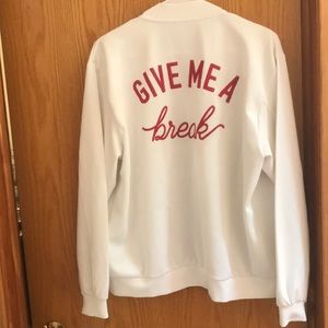 ZARA “give me a break” white jacket